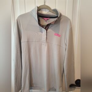 Gray Pullover with Pink Accents